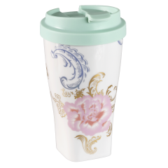 Coffee to go mug large with plastic lid, Shape "Nova", "Waves of spring", V 0,35 l