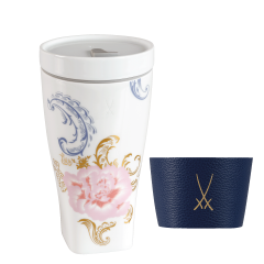 Coffee to go mug with porcelain lid and cuff, Shape "nova", "Waves of spring", V 0,35 l