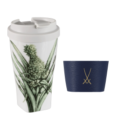 Coffee to go mug large with plastic lid and cuff, Shape "nova", Pineapple, V 0,35 l