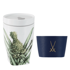 Coffee to go mug small with porcelain lid and cuff Shape "nova", Pineapple, V 0,35 l