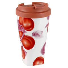 Coffee to go mug large with plastic lid, Shape "nova", apricot V 0,35 l