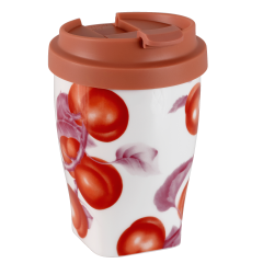 Coffee to go mug small with plastic lid, Shape "Nova", apricot, V 0,35 l