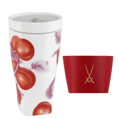 Coffee to go mug with porcelain lid and cuff, Shape "nova", apricot, V 0,35 l