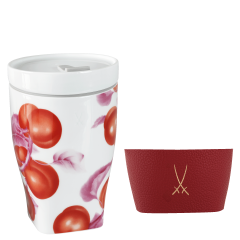 Coffee to go mug small with porcelain lid and cuff Shape "nova", apricot, V 0,35 l