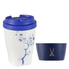 Coffee to go mug small with plastic lid and cuff, Shape "Nova", "Blue Orchid", V 0,35 l