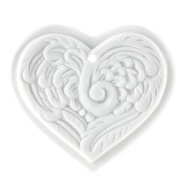 Tree decoration, winged heart, small, Medals white, H 3,7 cm