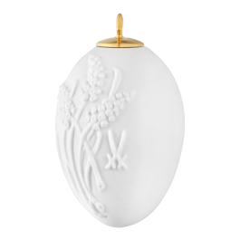 Easter egg with relief, grape hyacinth, white, bisque