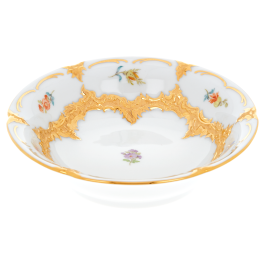 Bowl, Shape "B-Form", Strewn flowers, gold (bronze coloured), light, L cm