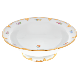 Bowl, large, Shape "B-Form", Strewn flowers, gold (bronze coloured), light, ø 27 cm