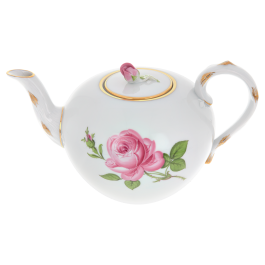 Teapot, small, Shape "New Cutout", Pink rose, gold rim, V 1 l