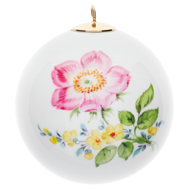 Ball, Vintage Flower Painting 2, Dog Rose, gold rim, Ø 5 cm