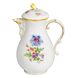 Coffee Pot, Shape "New Cutout", Vintage Flowerpinting 3, motif - anemone, gold rim, V 1,2 l