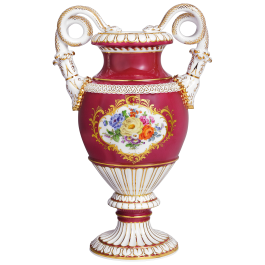 Vase with snake handles "Flower Bouquet", H 39 cm