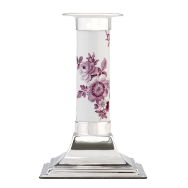 Candlestick with silverplated fittings, Flower impressions, purple, H 13,5 cm