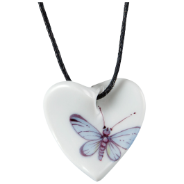 Pendant "Curved heart", Blue butterfly, 2,5 x 2,5 cm