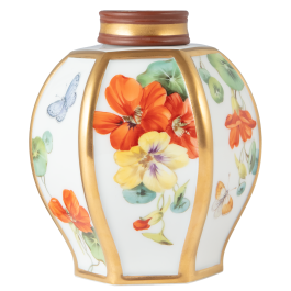 Tea caddy "Nasturtium with Butterflies", lim. 50, H 10,5 cm