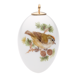 Easter egg, Vintage Bird Painting, Kinglet, H 5 cm
