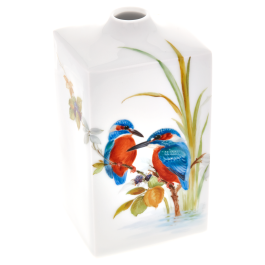 Vase, Shape "MEISSEN® Cosmopolitan", Bird painting, 2 kingfishers on branch next to the water, H 15,5 cm