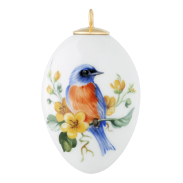Easter egg, Bird painting, rufous-breasted niltava, H 5 cm