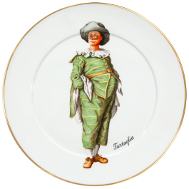 Wall Plate, Shape "No 41", commedia dell` arte, Tartaglia, Ø 33 cm