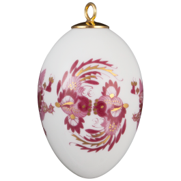 Easter egg, Court dragon, purple, gold accents, white rim, H 5 cm