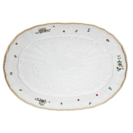 Platter, oval, Shape "Swan Service", Oriental strewn flowers, gold rim (Swan service), L 34 cm