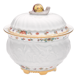 Sugar Bowl, Shape "Swan Service", Oriental strewn flowers, gold rim (Swan service), Ø 10,5 cm