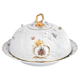 Serving bell with "oriental strewn flowers", Shape "Swan Service", H 20 cm