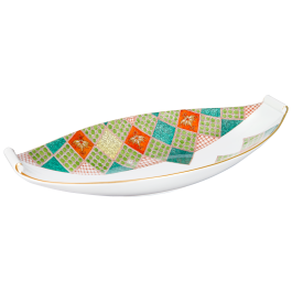 Serving dish, large, with Japanese Flower and Ornament Painting, Shape "New Cutout", L 33 cm