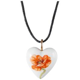 Pendant "Heart size M", Wild poppy, red, 2,2 x 1,7 cm