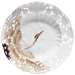 Wall plate, "Flying Crane", lim. 50, Shape "Swan Service", Ø 25,5 cm