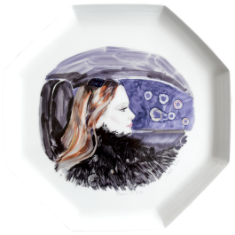 Wall plate "Tamara driving in Zürich in 2009", Unique piece Irina Polin, Ø 46 cm