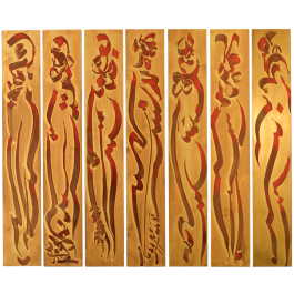 Wall painting "7 Graces", Unique piece Ahmad Moualla, 45 x 53 cm