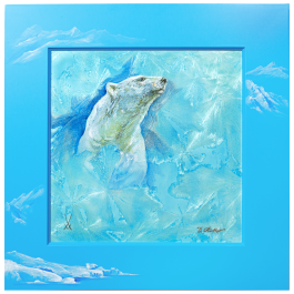 Wall picture Polar Bear, New Crystal Glaze World of Meissen, 53 x 53 cm
