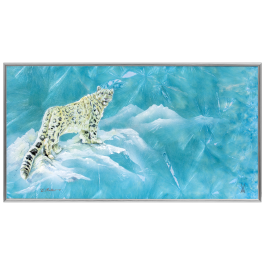 Wall picture with metal frame, New Crystal Glaze - Snow Leopard, H 34 cm