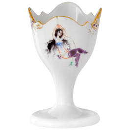 Egg Cup, Shape "Großer Ausschnitt", Arabian Nights motifs, graphical, gold rim, H 8 cm