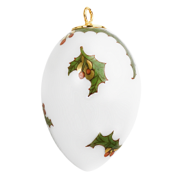Easter egg, Holly, coloured and gold, white rim, H 5 cm