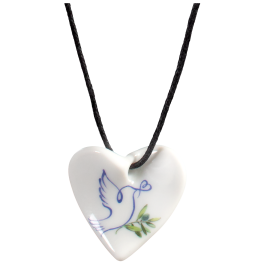 Pendant Swinging Heart, Dove with olive branch , facing to the right, 2,5 x 2,5 cm
