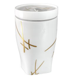 Coffee to go mug with porcelain lid, small, Shape "nova", "Swords", V 0,35 l