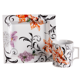 Home office set, 2-pcs, Mug, Vide-Poche, "Flower Ornament"