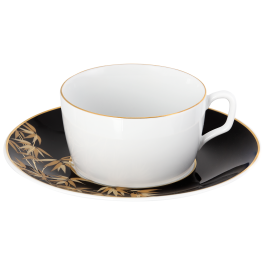 Cappuccino cup & saucer, Shape "MEISSEN® Cosmopolitan", "Golden Bamboo", black, V 0,3 l