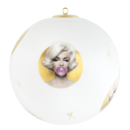 Tree decoartion ball, "Legends blowing Bubbles - Collection" by Michael Moebius, Marilyn, gold, Ø 9 cm