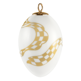 Easter egg, Checked pattern, gold, H 5 cm