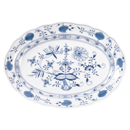 Platter, oval, Shape "New Cutout", Blue Onion, white rim, L 35 cm