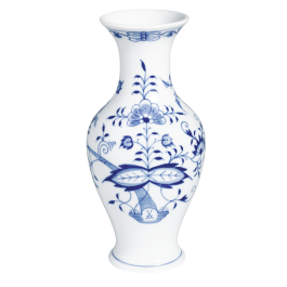 Vase, Shape "New Cutout", Blue Onion, white rim, H 24 cm