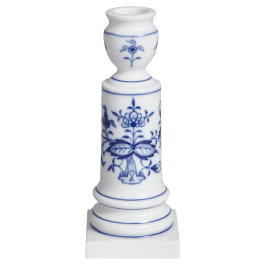 Candlestick, Shape "New Cutout", Blue Onion, white rim, H 14 cm