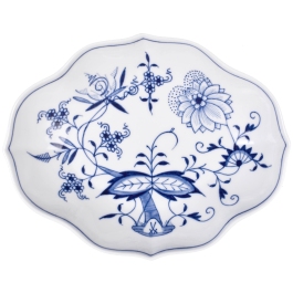 Bowl, Shape "New Cutout", Blue Onion, white rim, L 18 cm