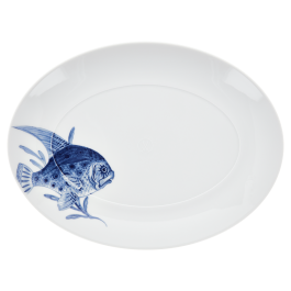Platter, oval, Shape "MEISSEN® Cosmopolitan", "Blue Treasures", Fish, L 32 cm