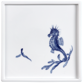 Platter, Shape "MEISSEN® Cosmopolitan", "Blue Treasures", Seahorse, 21 x 21 cm