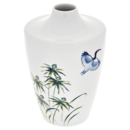 Vase, Shape "MEISSEN® Cosmopolitan", blue and green gras with blue ibis, H 18 cm